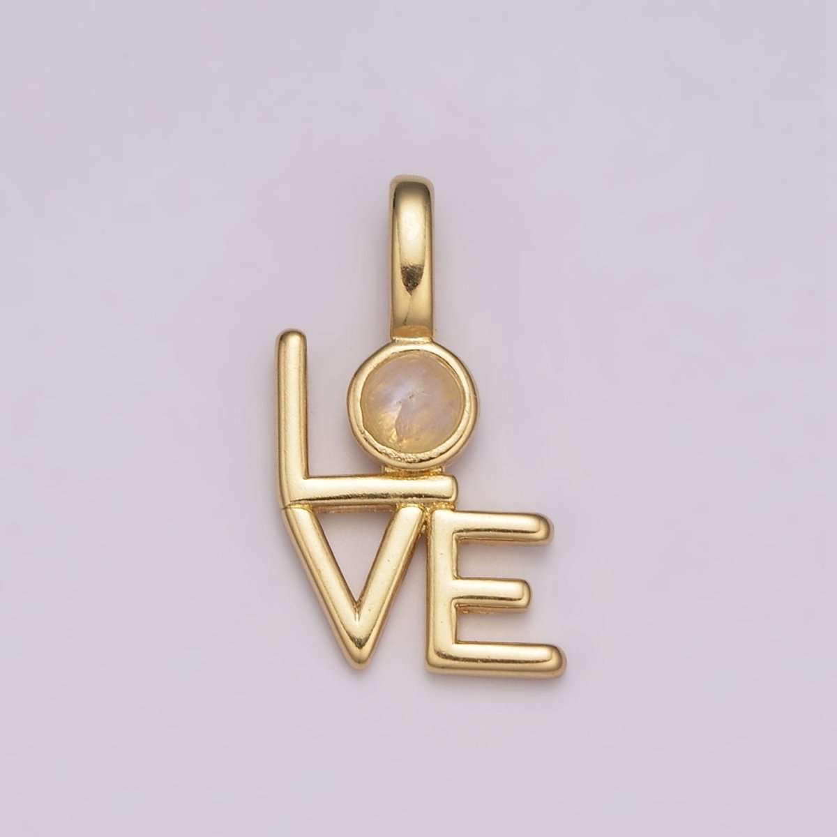 Gold LOVE Charms 21x11mm, Word Love Pendant MoonStone Jewelry Making Supplies Hollow Love Findings N-1485