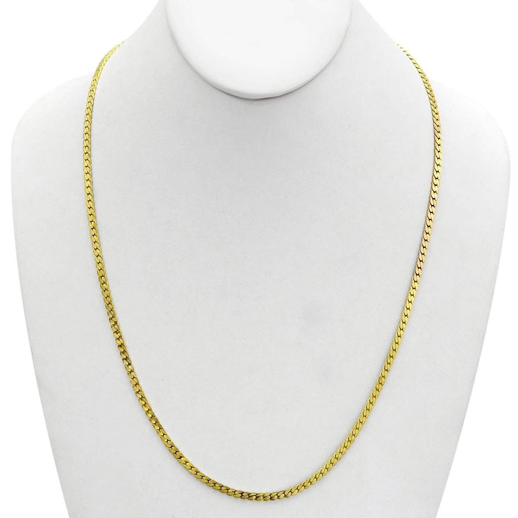 Gold Magic Herringbone Flat Chain Necklace - Size: 18"