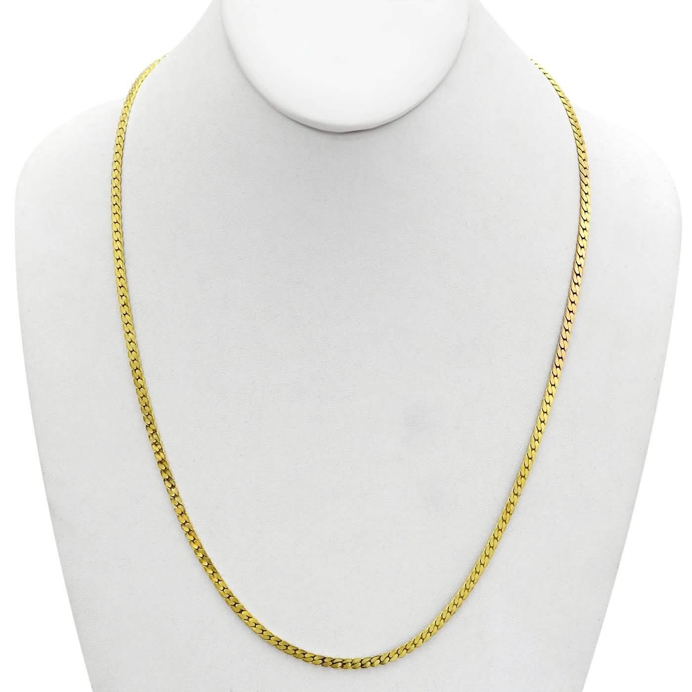 Gold Magic Herringbone Flat Chain Necklace - Size: 18"