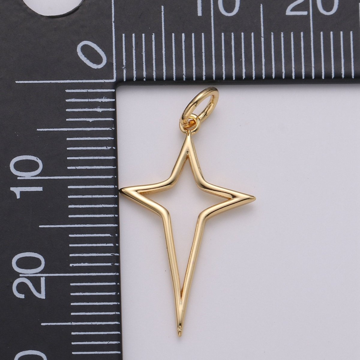 Gold North Star Charm 24k Gold Filled Star Charm, Polaris Charm, Celestial Charm Jewelry Cut out Star Charm for Necklace Earring Bracelet Supply  D-468