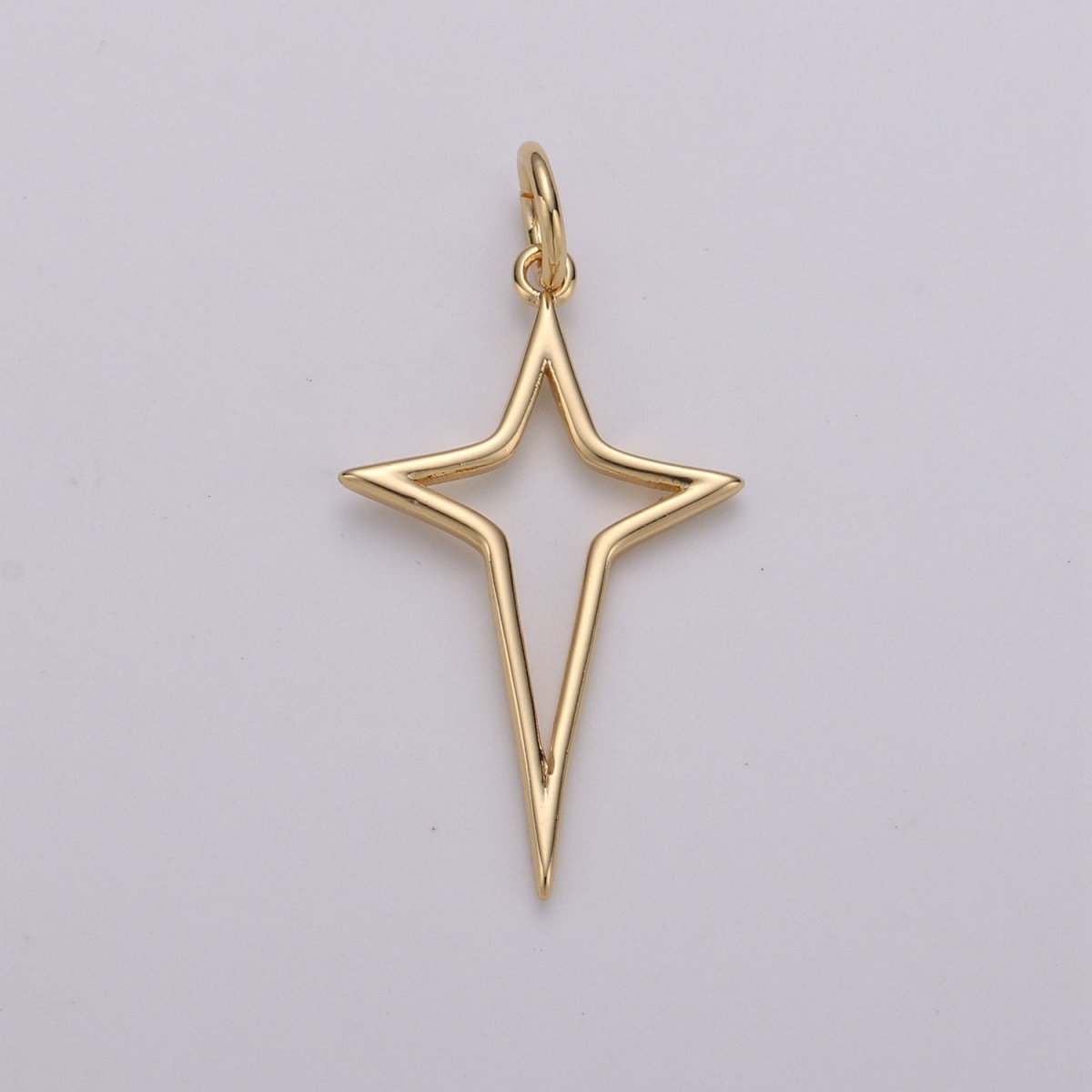 Gold North Star Charm 24k Gold Filled Star Charm, Polaris Charm, Celestial Charm Jewelry Cut out Star Charm for Necklace Earring Bracelet Supply  D-468