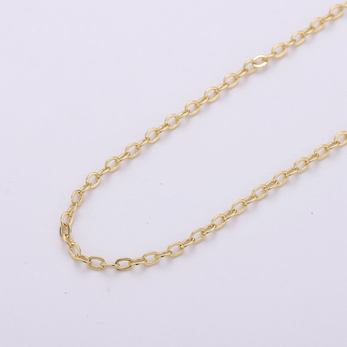 Gold Oval Cable Link Chain, 0.9mm Gold Filled Cable Chain by Yard, Unfinished Chain For Jewelry Supply | ROLL-149