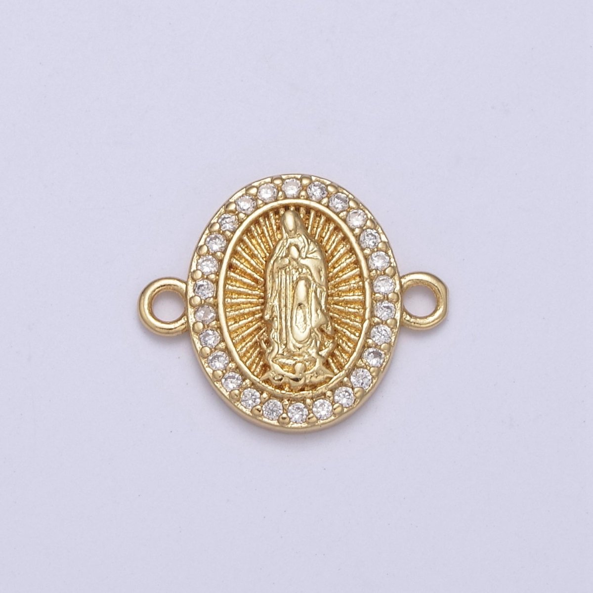 Gold Oval Lady Guadalupe Charm Connector for Bracelet F-260