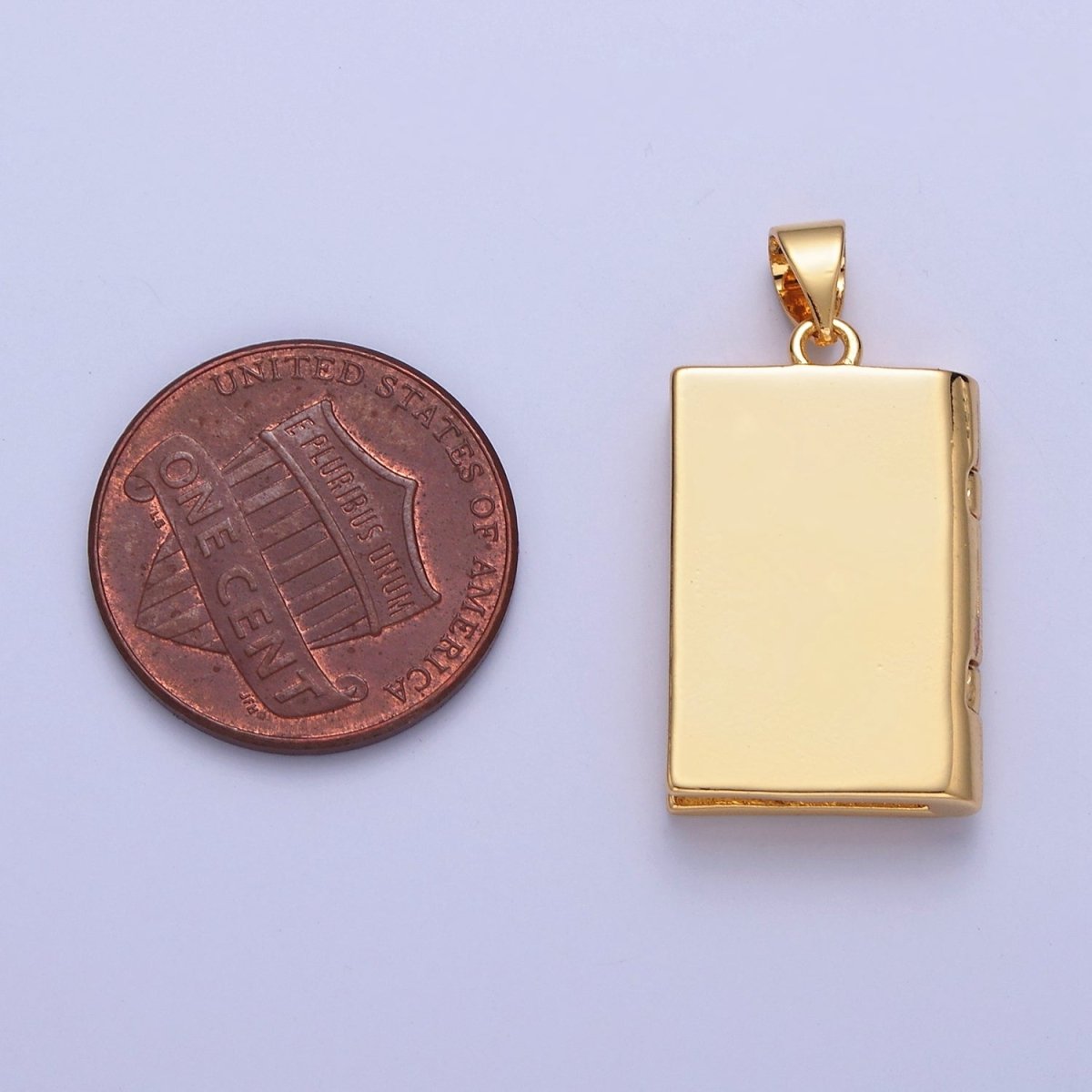 Gold Rectangular Photo Locket Pendant I-313
