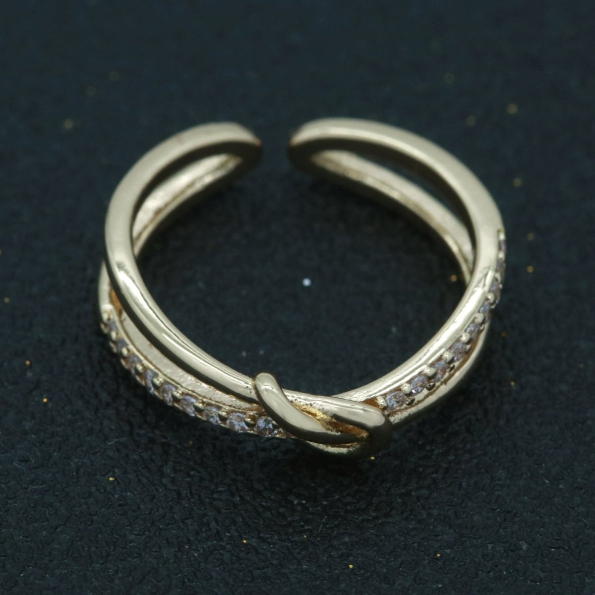 Gold Ring Double Band Ring Gold Twisted Stacking Ring Cz Ring Open Ring Adjustable Ring for Minimalist Jewelry Gift Idea S-219