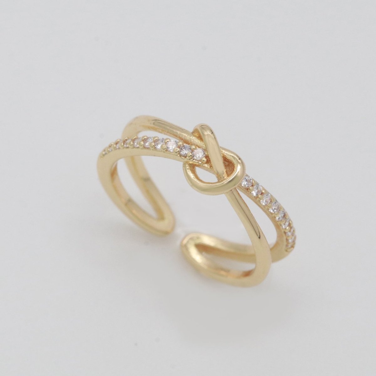 Gold Ring Double Band Ring Gold Twisted Stacking Ring Cz Ring Open Ring Adjustable Ring for Minimalist Jewelry Gift Idea S-219