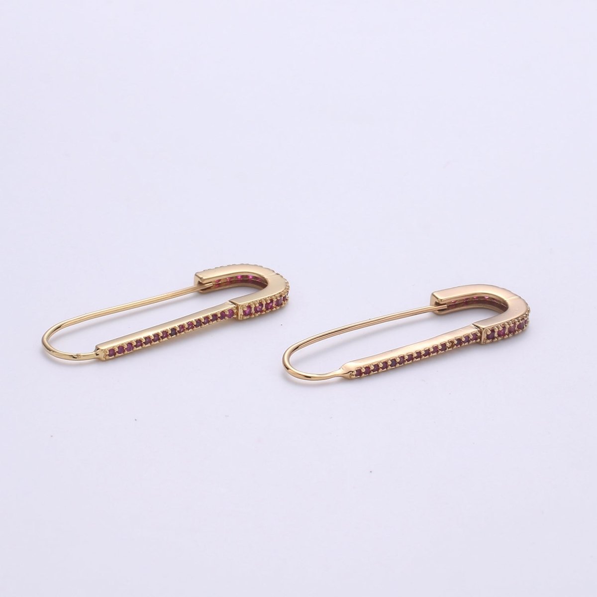 Gold Safety pin Supply Charm sparkly safety pins / Micro pave safety pin Clear Cubic K-528