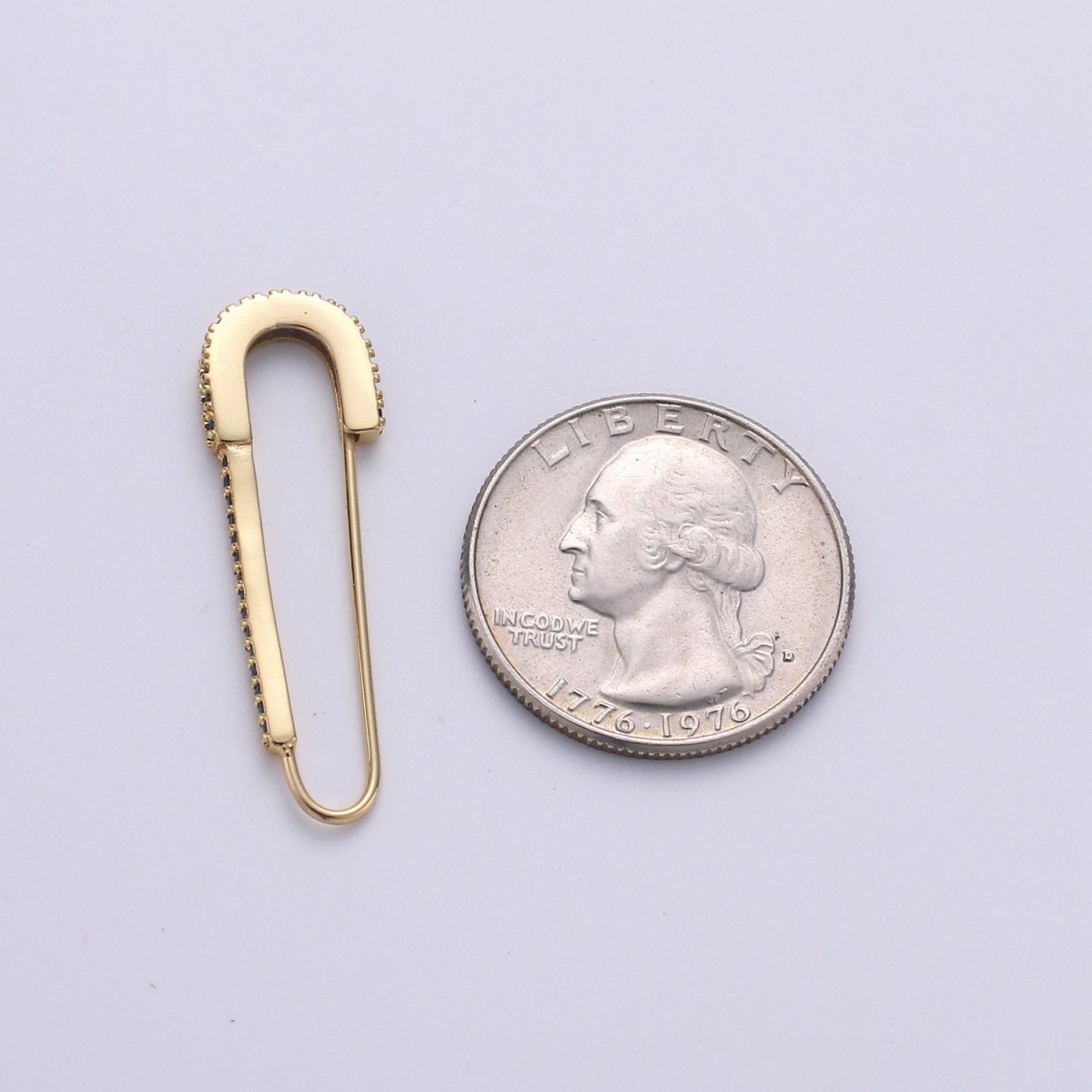 Gold Safety pin Supply Charm sparkly safety pins / Micro pave safety pin Clear Cubic K-528