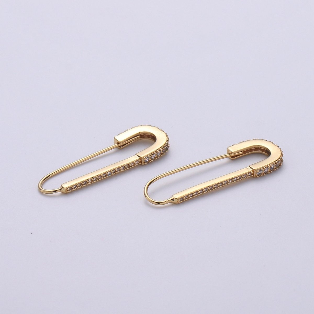 Gold Safety pin Supply Charm sparkly safety pins / Micro pave safety pin Clear Cubic K-528