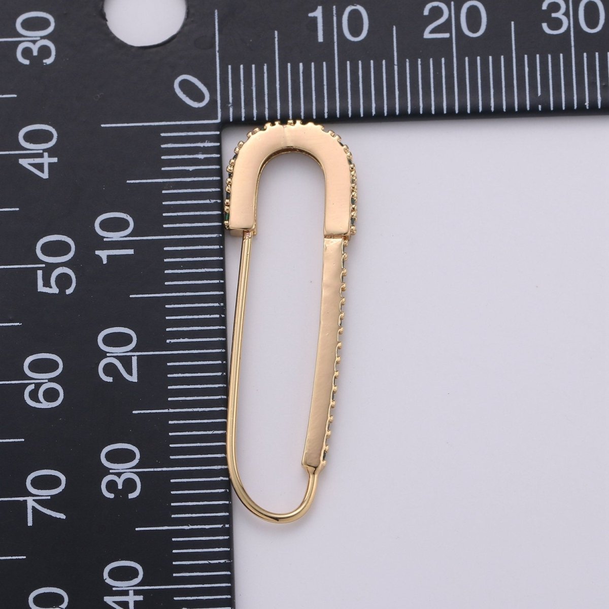 Gold Safety pin Supply Charm sparkly safety pins / Micro pave safety pin Clear Cubic K-528