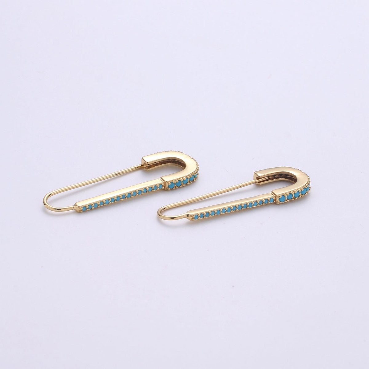 Gold Safety pin Supply Charm sparkly safety pins / Micro pave safety pin Clear Cubic K-528