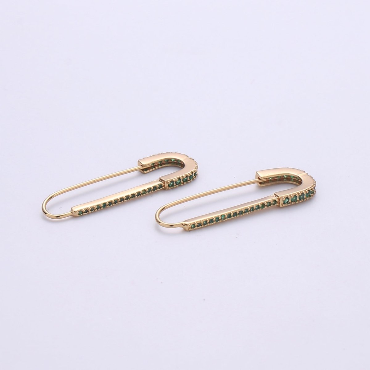 Gold Safety pin Supply Charm sparkly safety pins / Micro pave safety pin Clear Cubic K-528