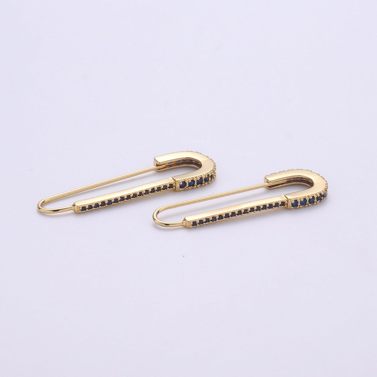 Gold Safety pin Supply Charm sparkly safety pins / Micro pave safety pin Clear Cubic K-528