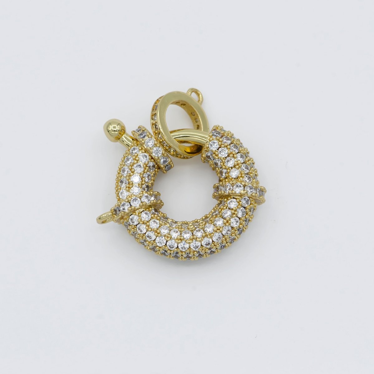 Gold Sailor Clasp CZ Gold Filled Push Gate Ring Charm For DIY Jewelry Making Necklace Bracelet Anklet L-314