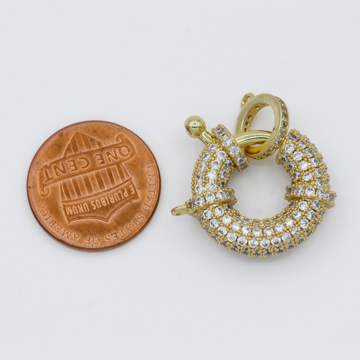 Gold Sailor Clasp CZ Gold Filled Push Gate Ring Charm For DIY Jewelry Making Necklace Bracelet Anklet L-314