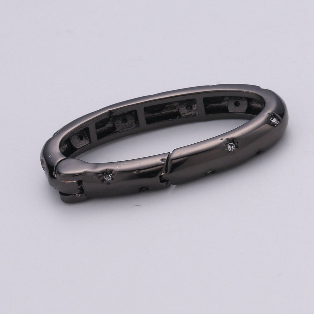 Gold Spring Gate Ring, Push Gate ring, 30X15mm Oval Ring Charm Holder Rose Gold Black Gun Metal Silver Clasp for Connector Charm Holder K-853
