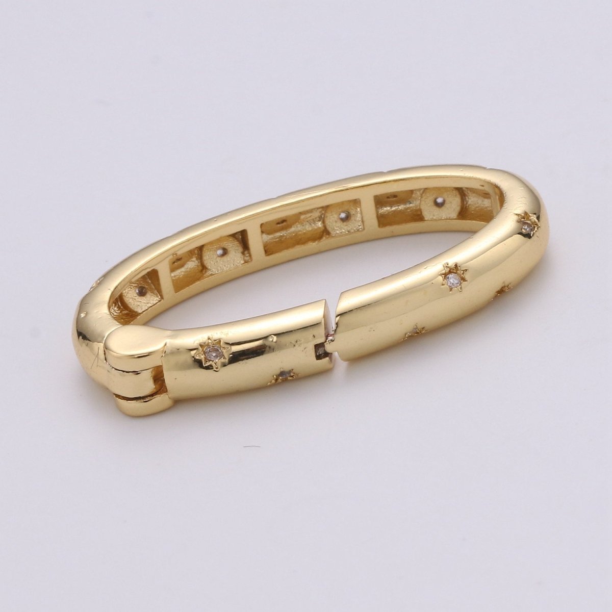 Gold Spring Gate Ring, Push Gate ring, 30X15mm Oval Ring Charm Holder Rose Gold Black Gun Metal Silver Clasp for Connector Charm Holder K-853