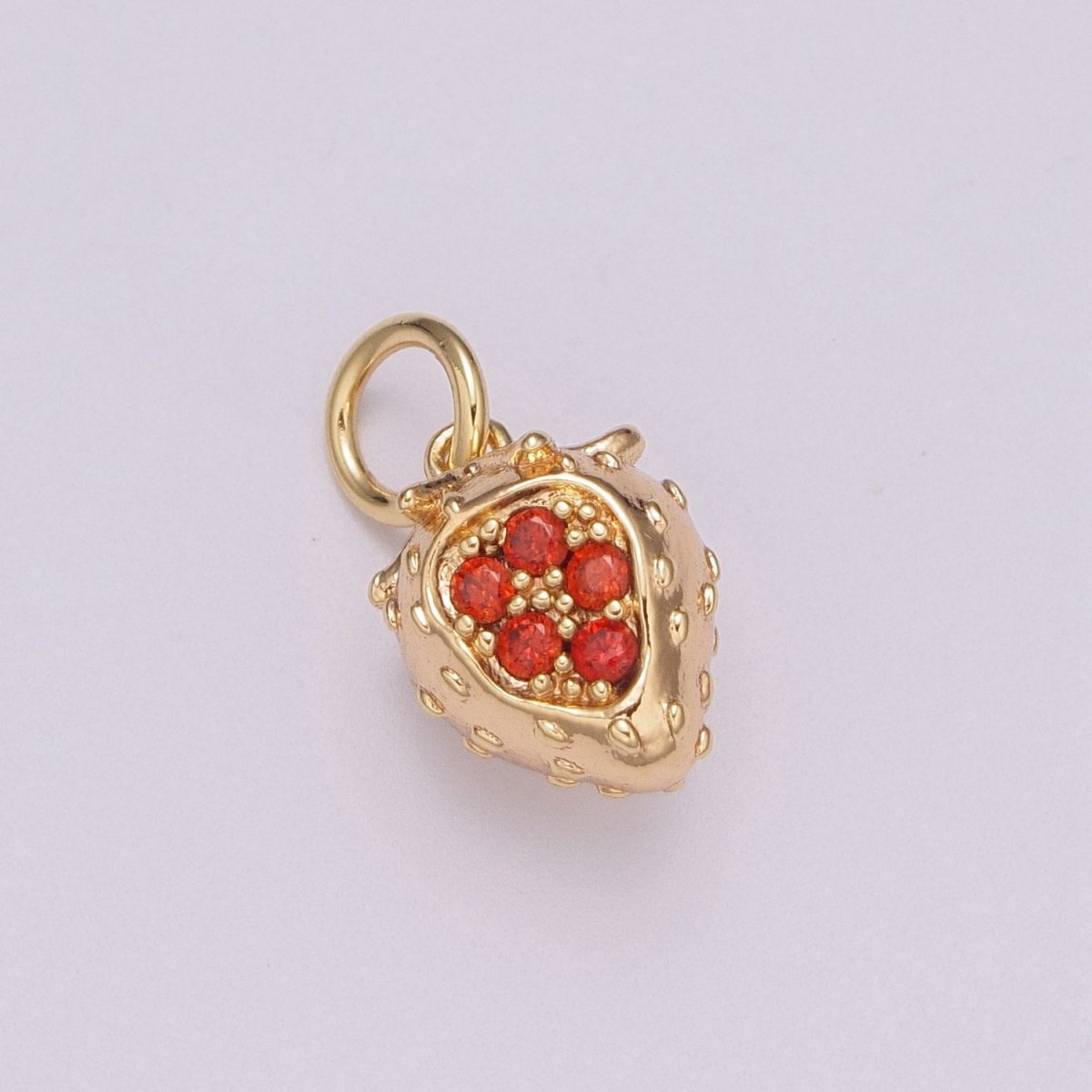Gold Strawberry Charm Cubic Fruit Charm Summer Foodies Pendant Dangle Charms for Bracelet Necklace Earring Supply Component, M-769