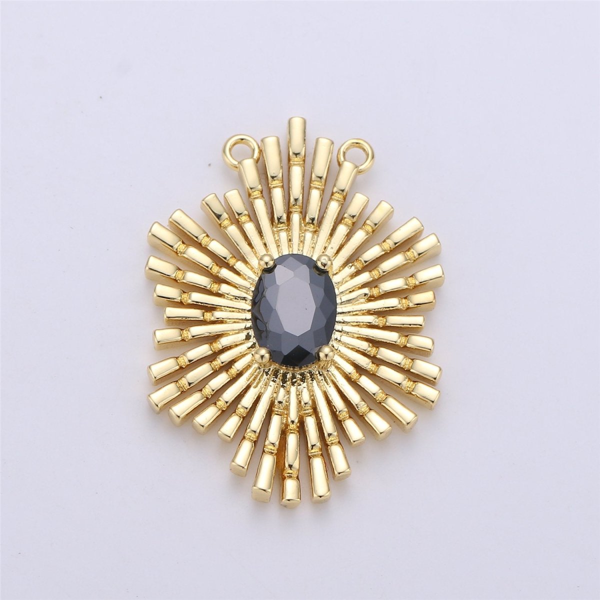 Gold Sunburst Pendant 24k Gold Fill Sun burst Charm Layer Necklace Statement Celestial Sun Jewelry Pendant Boho Ethnic Double bail Charm F-320