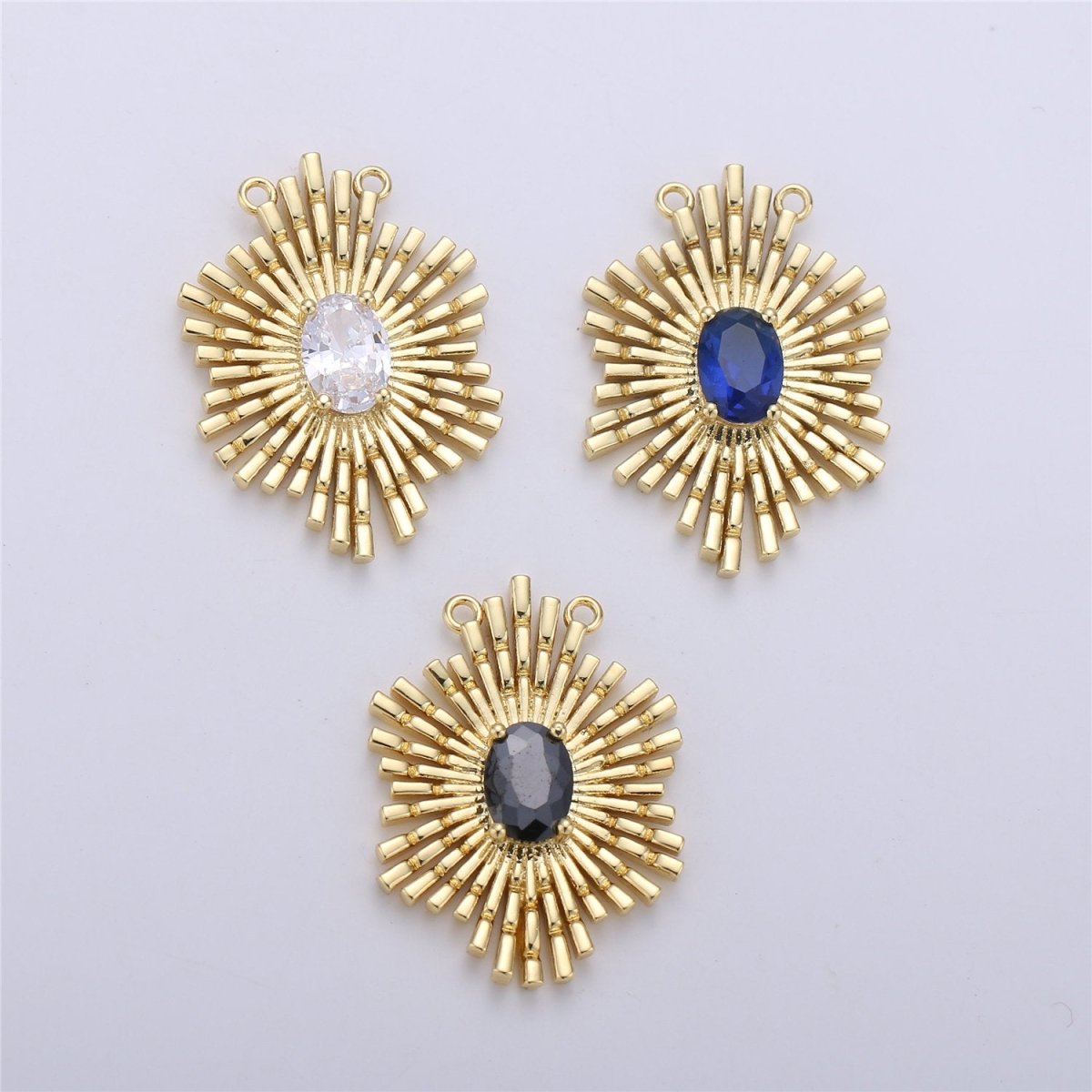 Gold Sunburst Pendant 24k Gold Fill Sun burst Charm Layer Necklace Statement Celestial Sun Jewelry Pendant Boho Ethnic Double bail Charm F-320