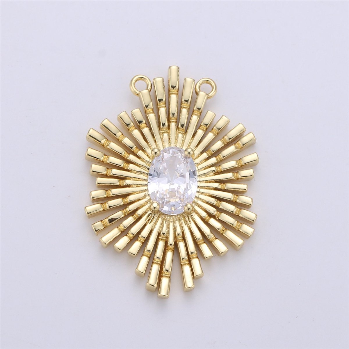 Gold Sunburst Pendant 24k Gold Fill Sun burst Charm Layer Necklace Statement Celestial Sun Jewelry Pendant Boho Ethnic Double bail Charm F-320