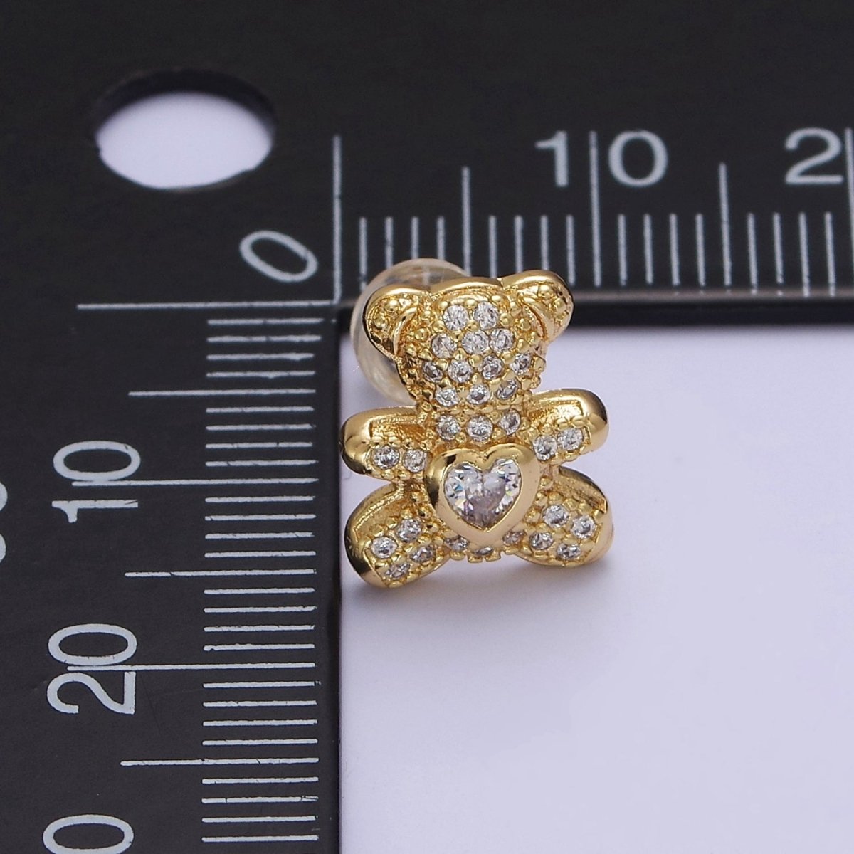 Gold Teddy Bear Stud Earring CZ Woman Kids Girl Earring Gold Stud V-118