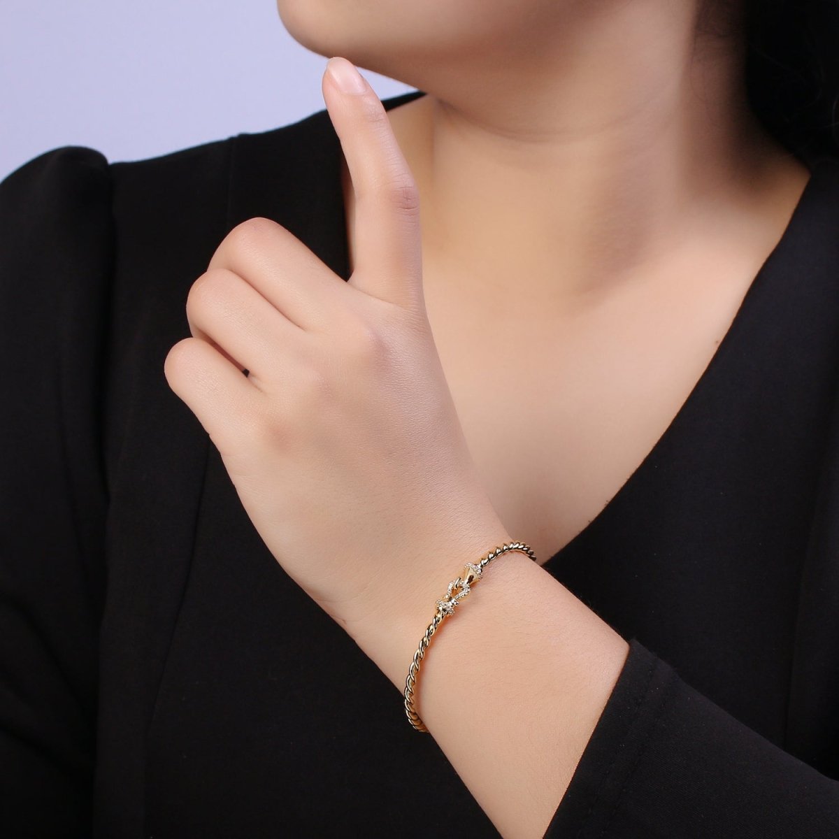 Gold Twisted Rope Bracelet Dainty Cuff Bangle, Braided Bracelet, Stacking Bracelet | WA-692 WA-693 Clearance Pricing