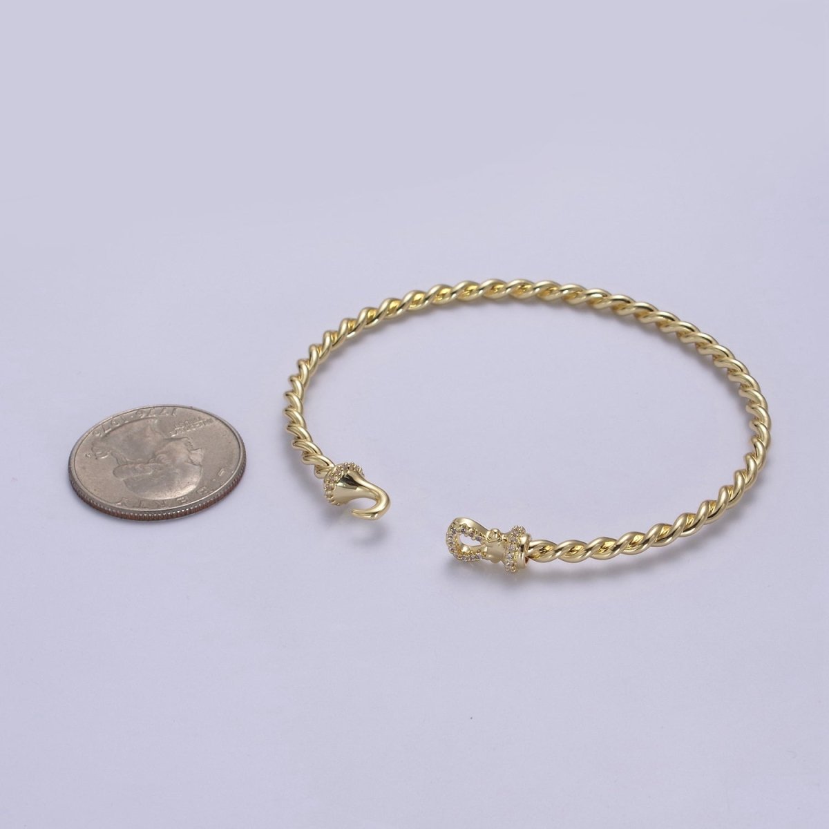 Gold Twisted Rope Bracelet Dainty Cuff Bangle, Braided Bracelet, Stacking Bracelet | WA-692 WA-693 Clearance Pricing