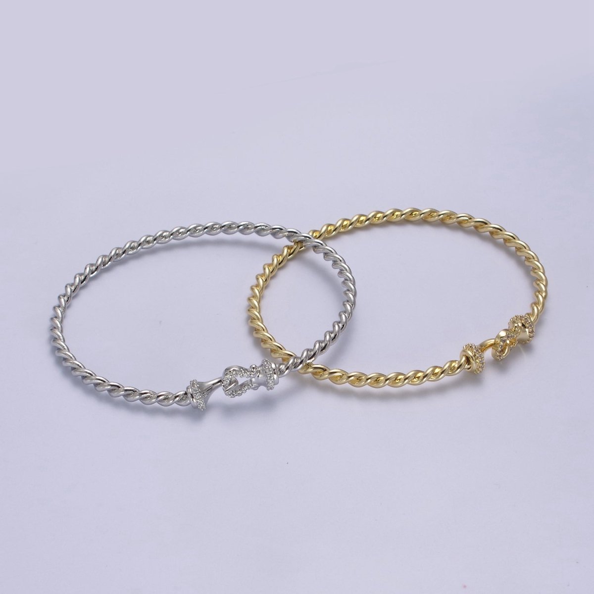 Gold Twisted Rope Bracelet Dainty Cuff Bangle, Braided Bracelet, Stacking Bracelet | WA-692 WA-693 Clearance Pricing