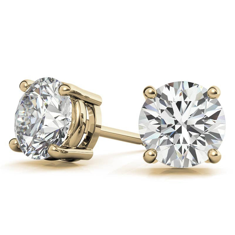 2.50 CTW AGI Certified Lab Grown Round Diamond Stud Earrings in 14K White or Yellow Gold (G/VS)