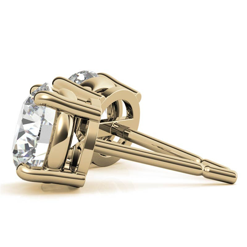 2.50 CTW AGI Certified Lab Grown Round Diamond Stud Earrings in 14K White or Yellow Gold (G/VS)