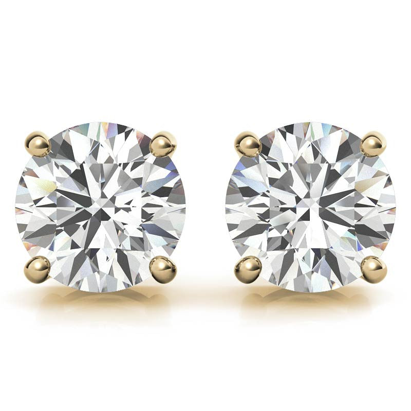 2.00 CTW AGI Certified Lab Grown Diamond (G-VS) Stud Earrings in 14K White or Yellow Gold