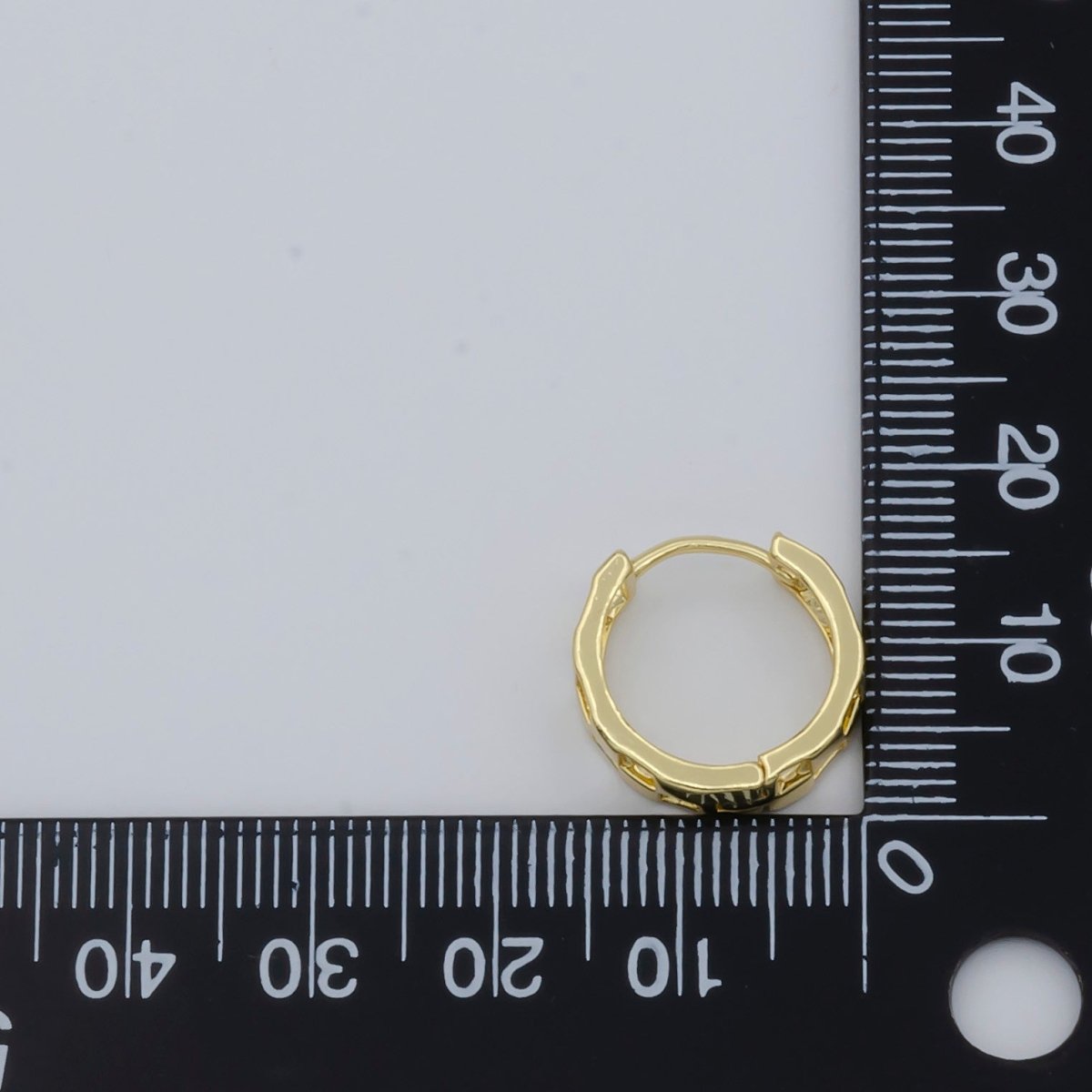 Golden Square Hole C Shape Circle Huggies Earrings, Plain Gold Filled Geometric Curvy Shape Daily Wear Earring Jewelry P-123