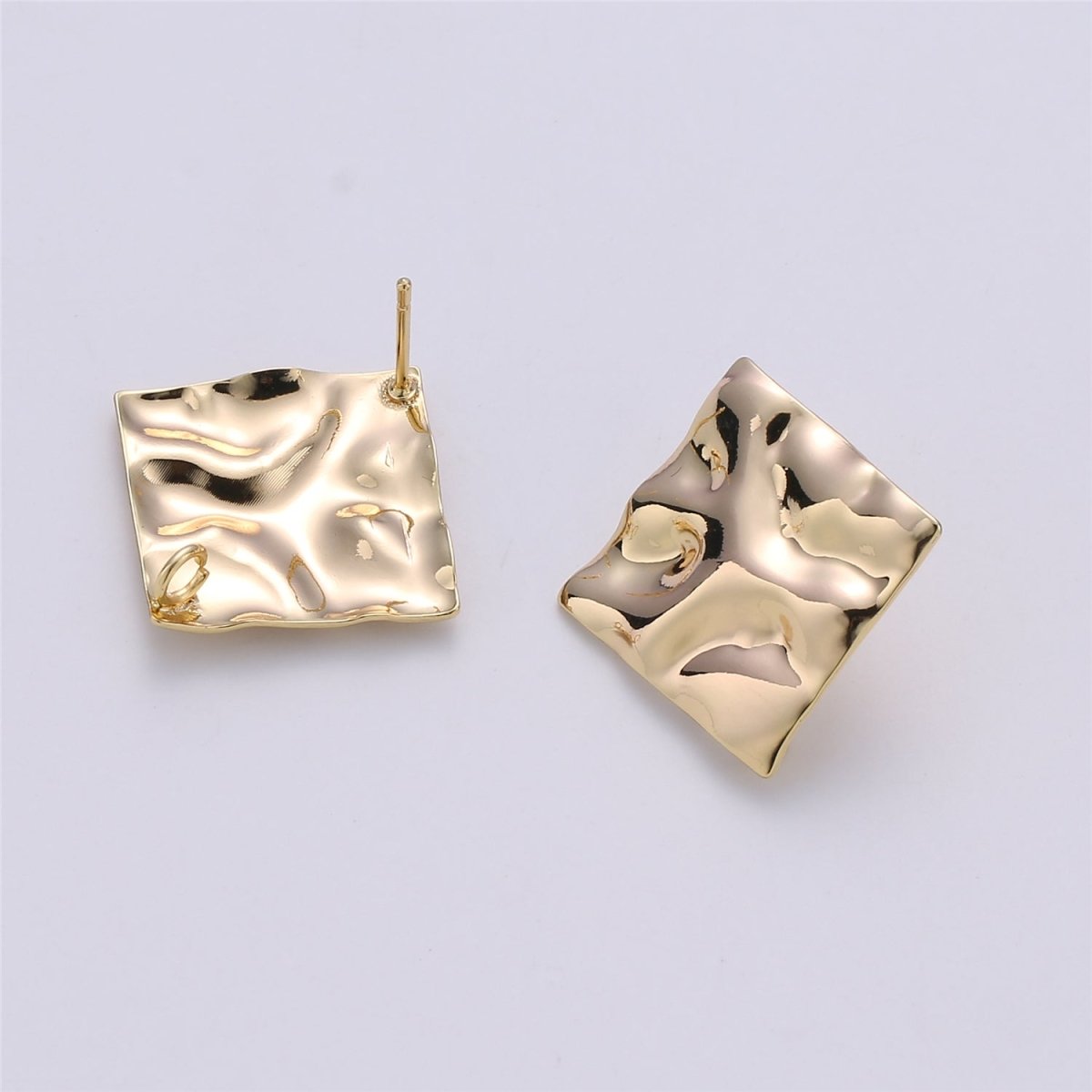 Golden Wavy Square Gold Filled Studs K-225