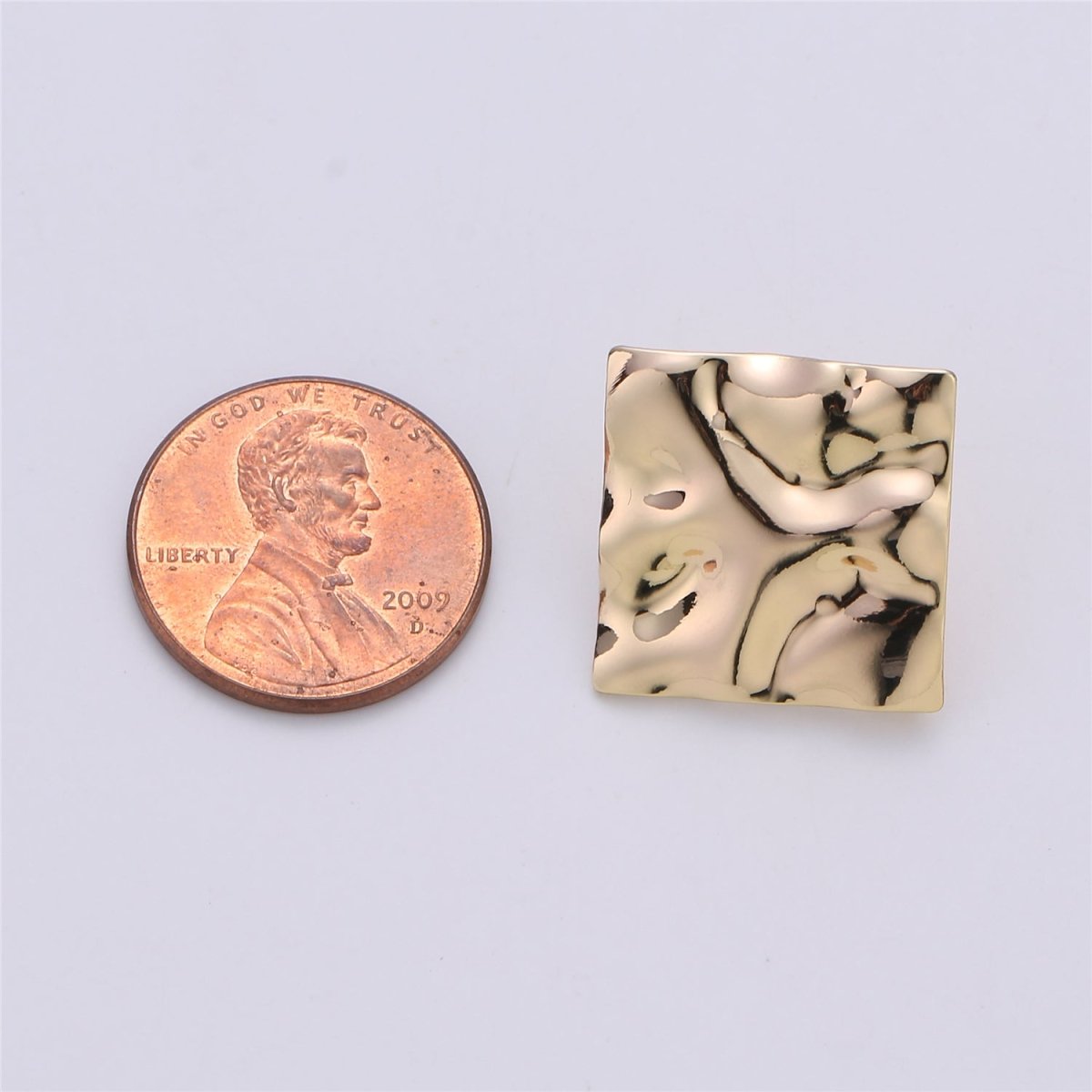 Golden Wavy Square Gold Filled Studs K-225