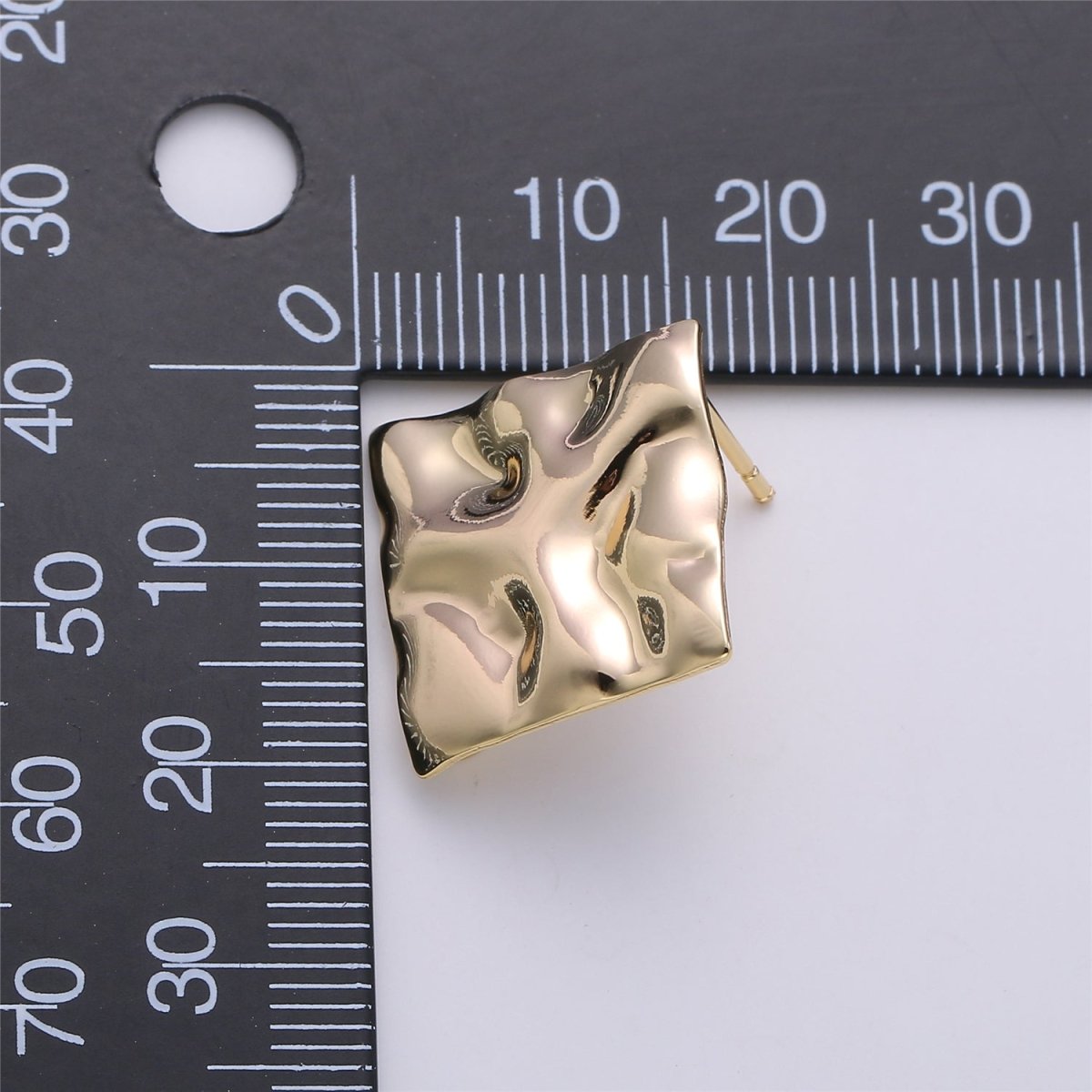 Golden Wavy Square Gold Filled Studs K-225