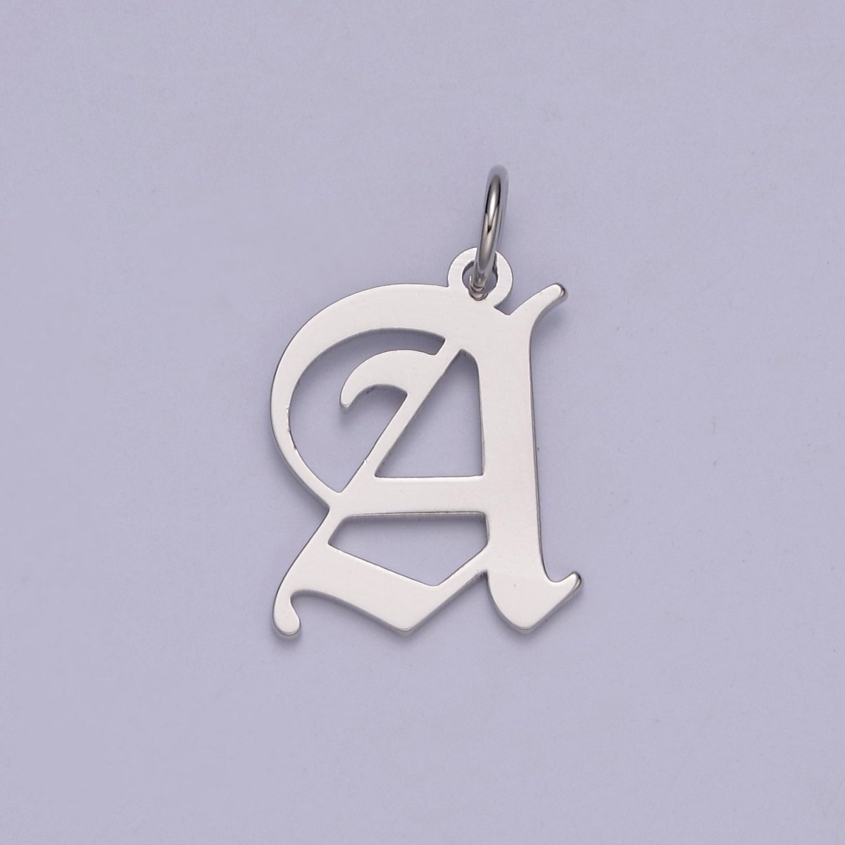 Gothic Letter Charm, Alphabet Charm, Silver Letter Charm, 26 Letters Initial Charms Old English Letter Pendant A690~A702