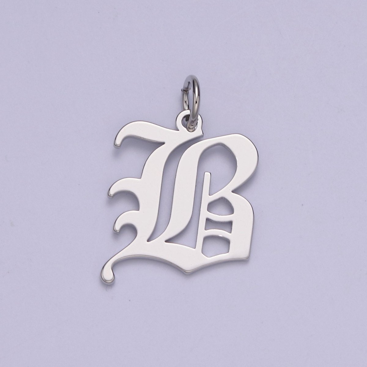 Gothic Letter Charm, Alphabet Charm, Silver Letter Charm, 26 Letters Initial Charms Old English Letter Pendant A690~A702