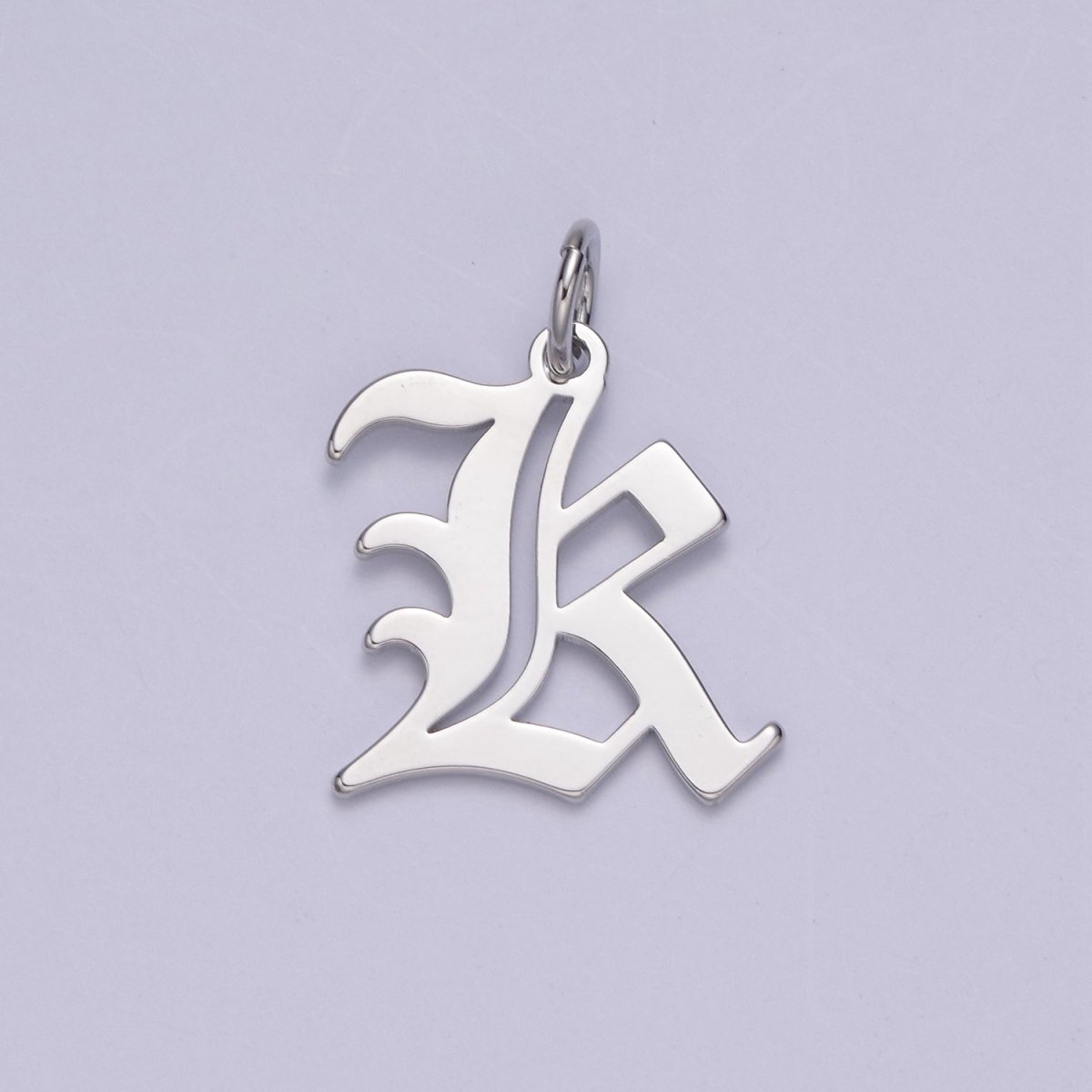 Gothic Letter Charm, Alphabet Charm, Silver Letter Charm, 26 Letters Initial Charms Old English Letter Pendant A690~A702