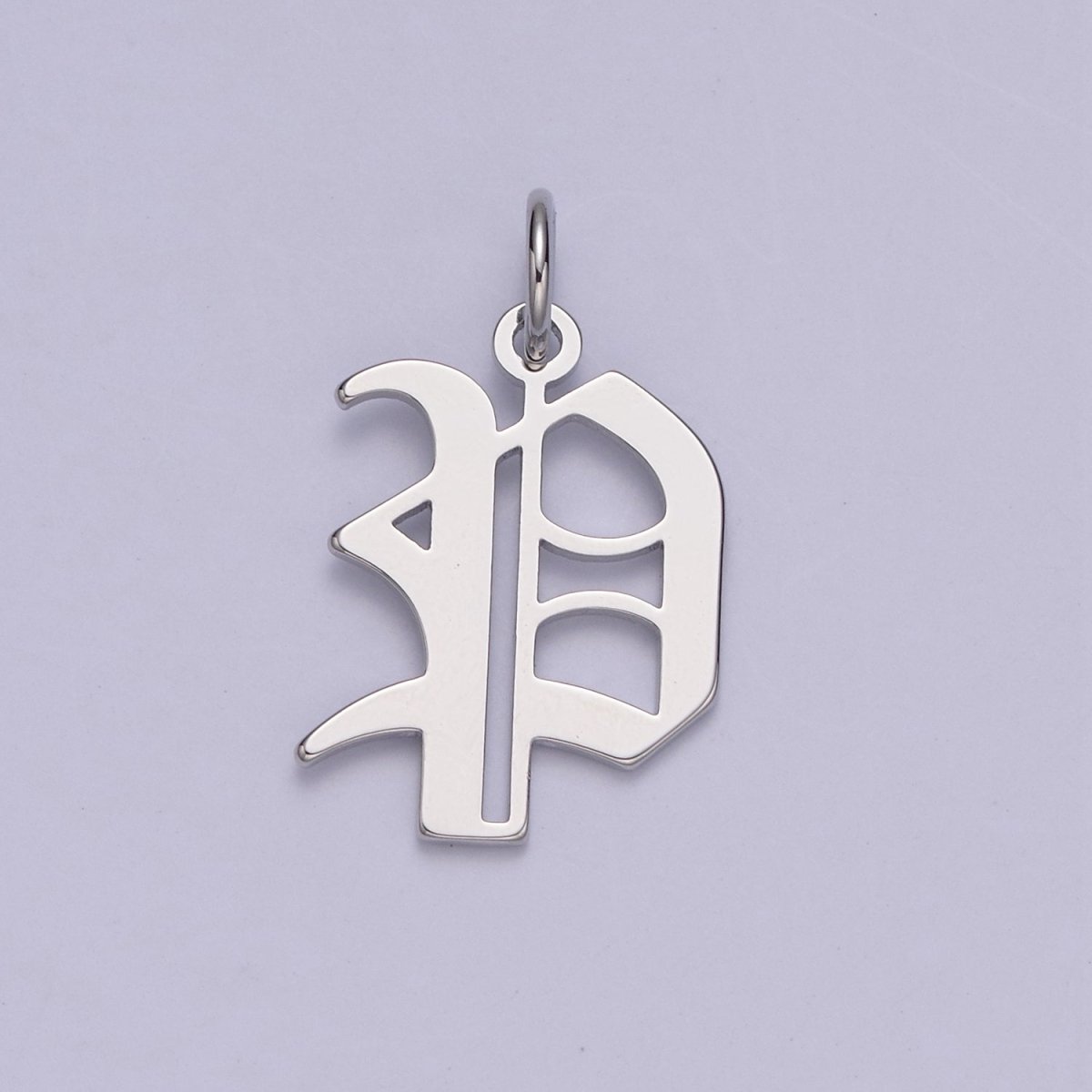 Gothic Letter Charm, Alphabet Charm, Silver Letter Charm, 26 Letters Initial Charms Old English Letter Pendant A690~A702