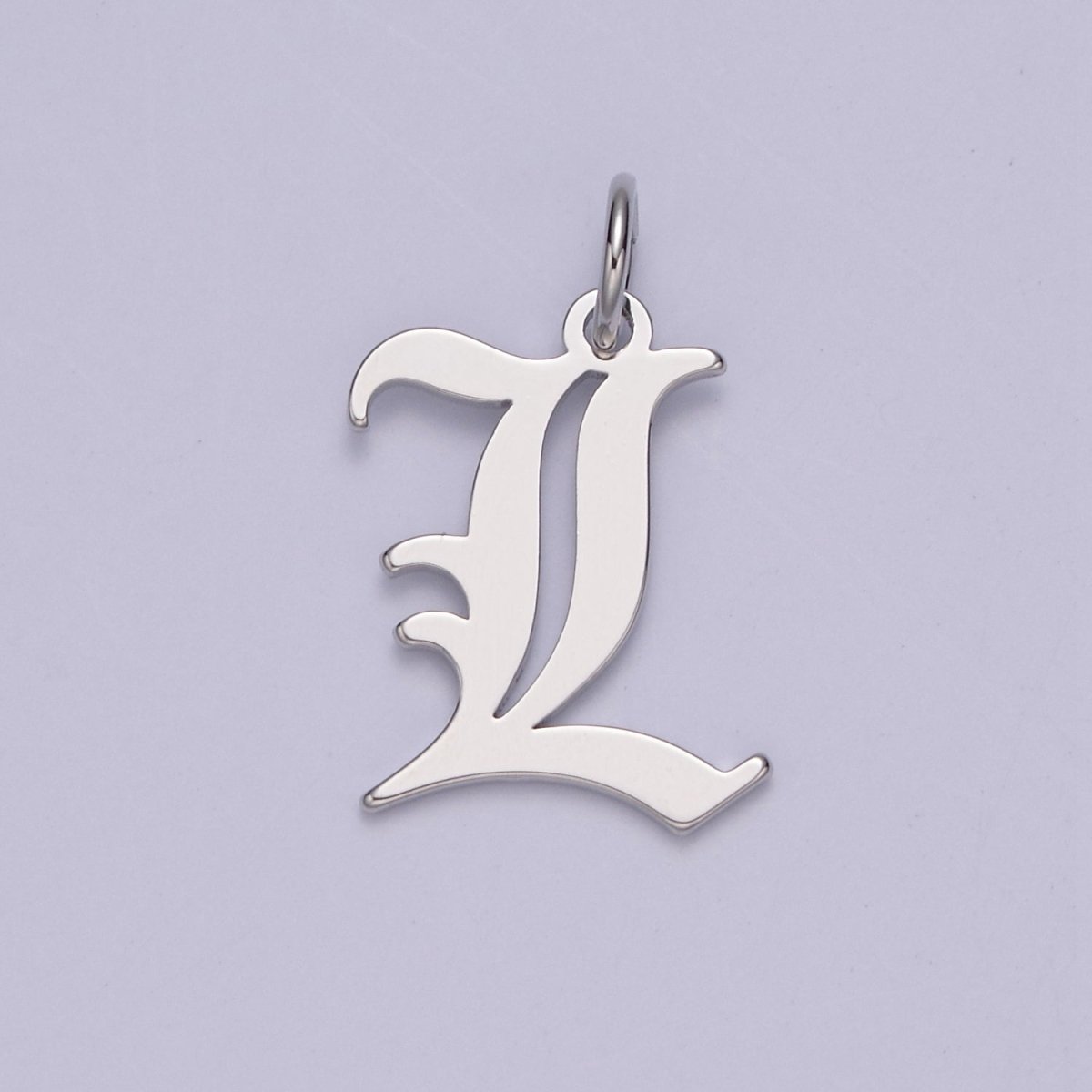 Gothic Letter Charm, Alphabet Charm, Silver Letter Charm, 26 Letters Initial Charms Old English Letter Pendant A690~A702