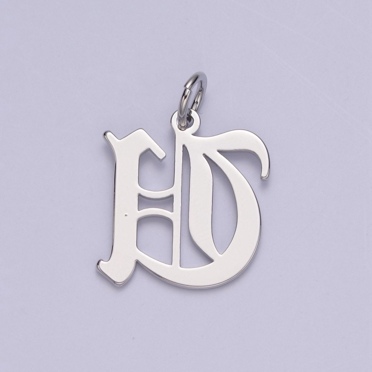 Gothic Letter Charm, Alphabet Charm, Silver Letter Charm, 26 Letters Initial Charms Old English Letter Pendant A690~A702