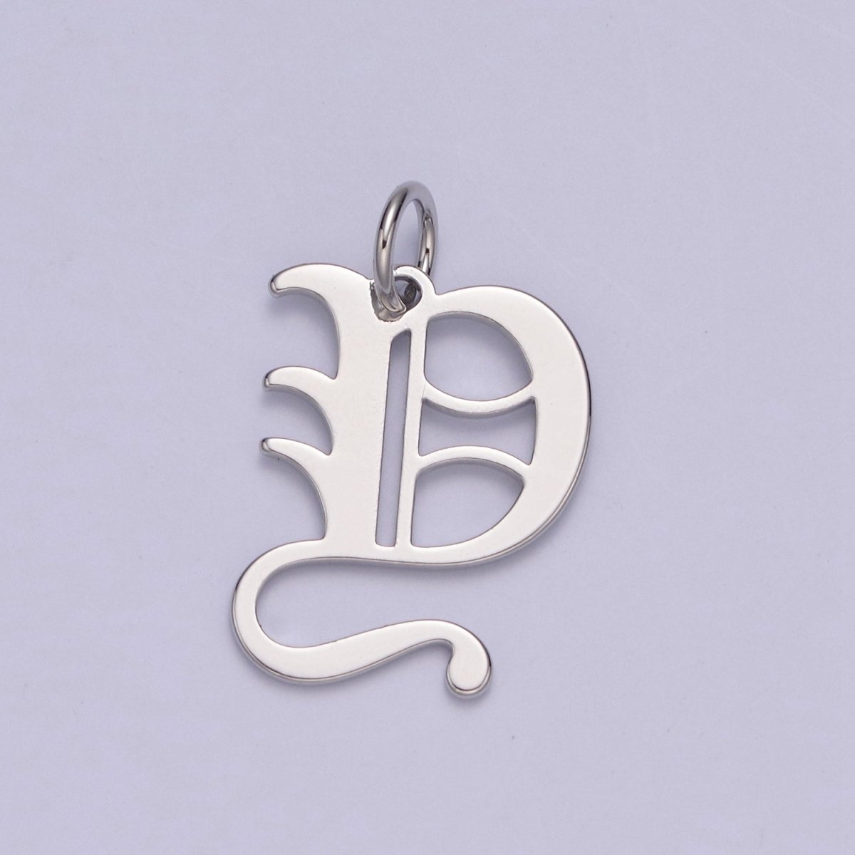 Gothic Letter Charm, Alphabet Charm, Silver Letter Charm, 26 Letters Initial Charms Old English Letter Pendant A690~A702