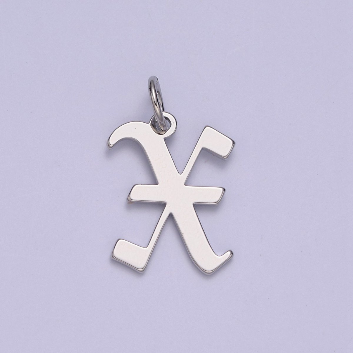 Gothic Letter Charm, Alphabet Charm, Silver Letter Charm, 26 Letters Initial Charms Old English Letter Pendant A690~A702
