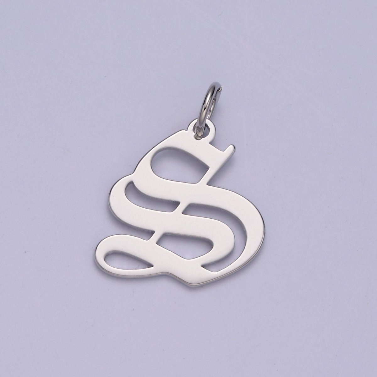 Gothic Letter Charm, Alphabet Charm, Silver Letter Charm, 26 Letters Initial Charms Old English Letter Pendant A690~A702