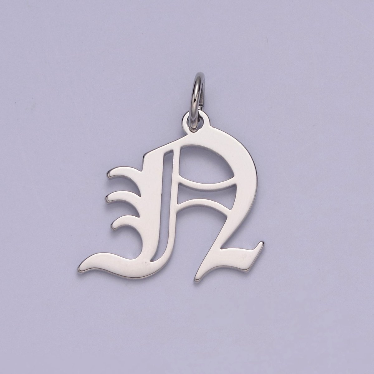 Gothic Letter Charm, Alphabet Charm, Silver Letter Charm, 26 Letters Initial Charms Old English Letter Pendant A690~A702