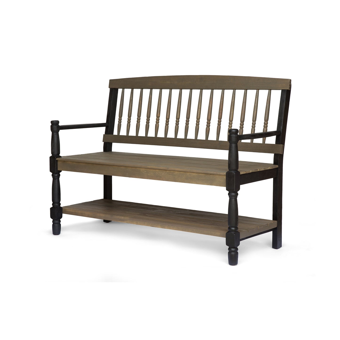 Patio Bench with Built-In Shelf