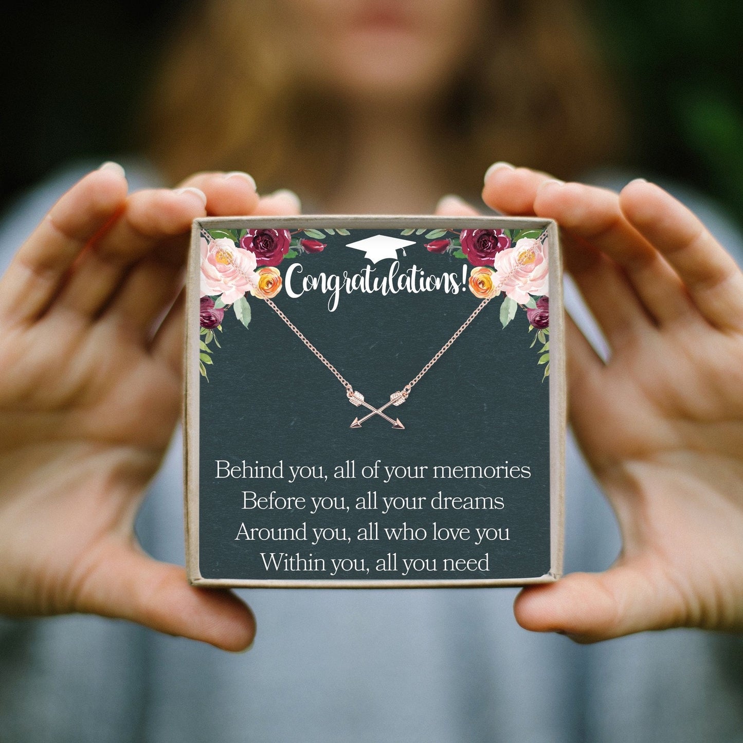 Graduation Double Intersecting Arrows Necklace