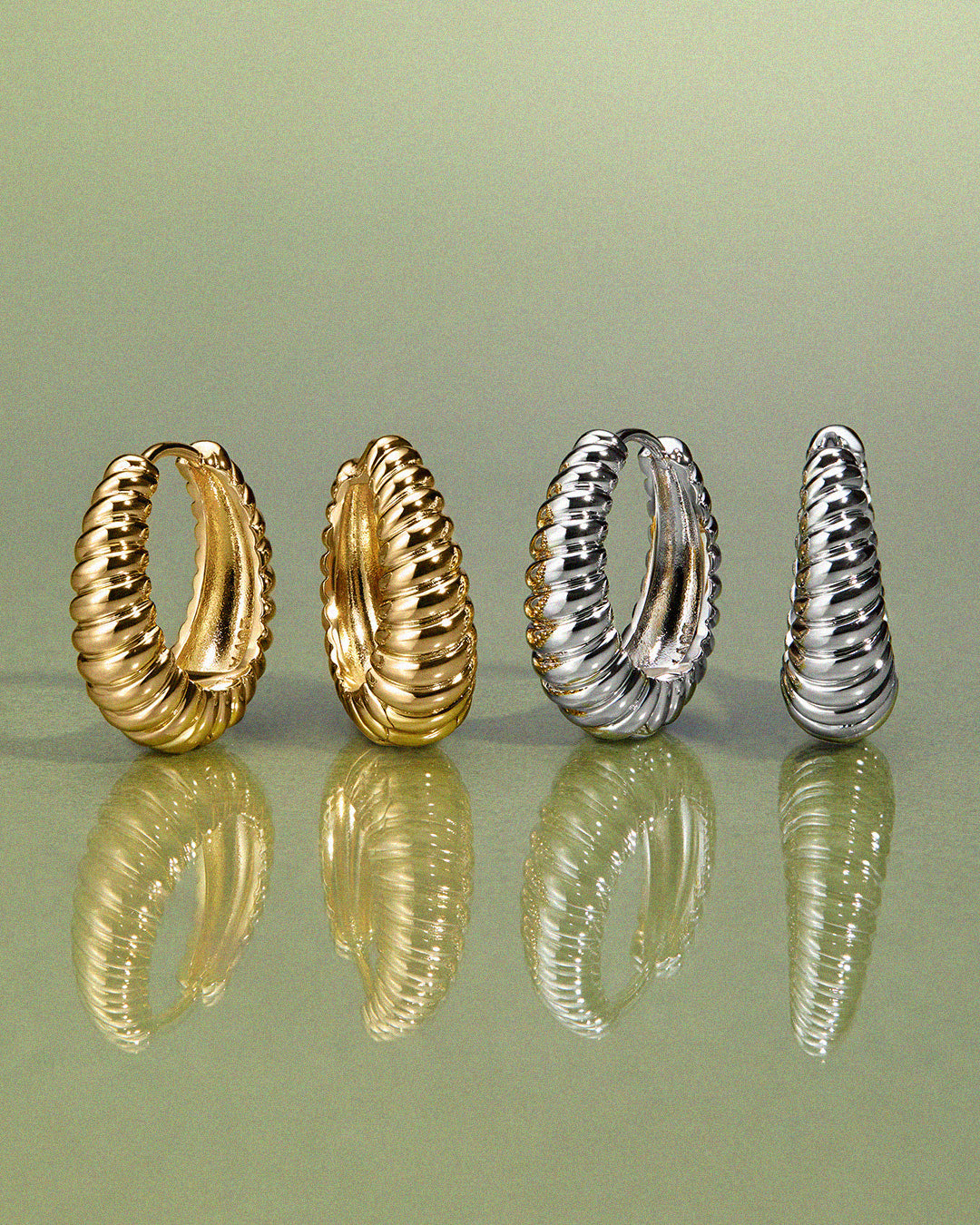Ridged Marbella Hoops- Gold (Ships Mid September)