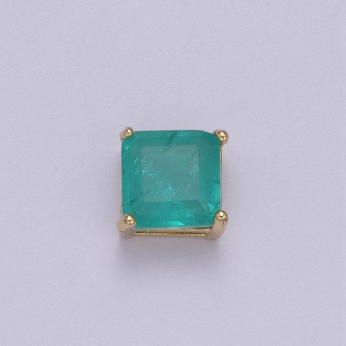 Green Aqua Cubic Zirconia Square Charm 8.7x8.5mm Small Beautiful Bright 3D Love Jewelry Gold Beads spacer for Bracelet Necklace Supply B-462